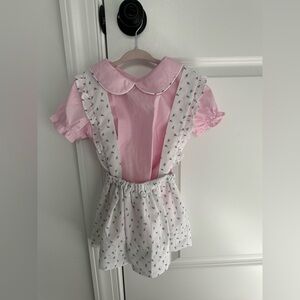 Cecil and Lou Pink and White Floral Pinafore Dress, size 3T